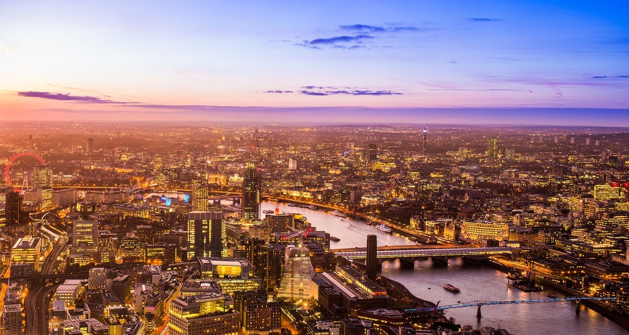 Vista panorámica de la ciudad de Londres, Inglaterra.